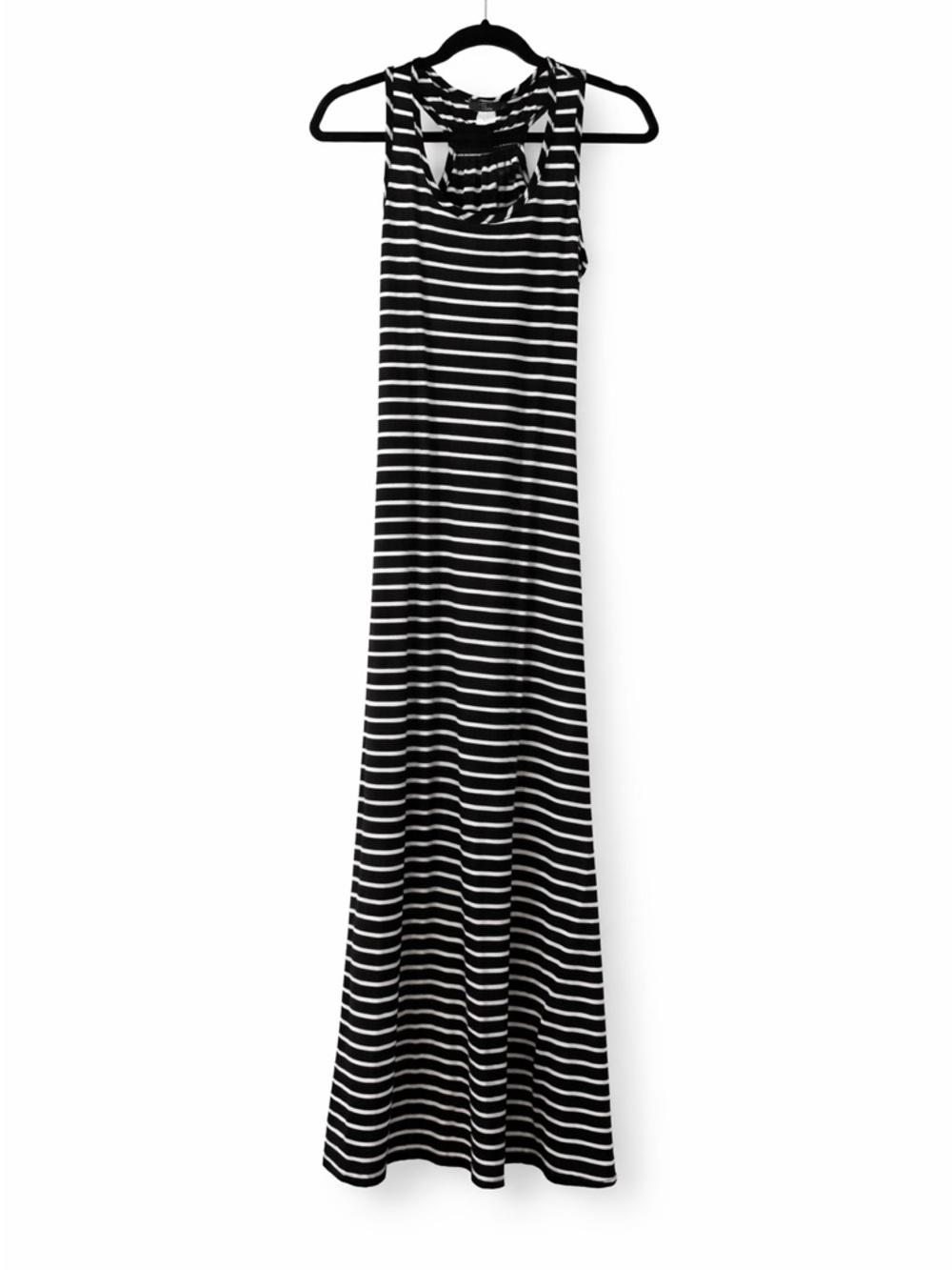 Pinc Black White Striped Maxi Dress Racerback Stretch Medium